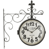 DecMode 15" Black Metal Vintage Style Wall Clock with Scroll Designs