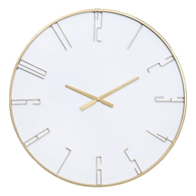 Stratton Home Decor Modern 31.5" Miles Round White and Gold Indoor Analog Wall Clock