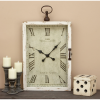 DecMode 20" x 34" White Wood Pocket Watch Style Wall Clock with Hinged Door