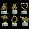 3D Cartoon Night Light Led Night Lamp Table Bedside Lamp Romantic Heart Shape Bear Light Valentines Day Party Decoration